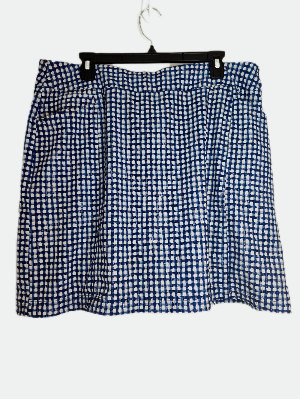 Chico's Zenergy Skort Navy Blue White Gold Gingham Golf Tennis Summer Athletic